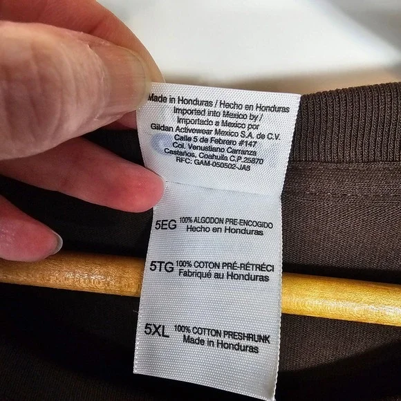 NEW Gildan Ultra Cotton Pocket T-Shirt 5XL Brown Relaxed Fit Menswear Casual - Picture 5 of 9